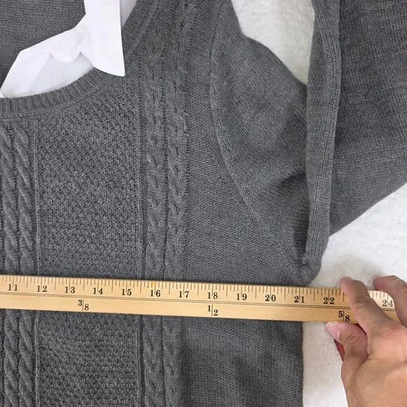 Faded Glory Women's Gray Knit Sweater with White Collared Shirt Layer Size XXL - Picture 10 of 15
